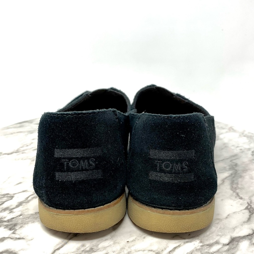 Toms Alpergata Black Suede Slip On Casual Flats 9.5 Classic Preppy Minimalist - Picture 5 of 13